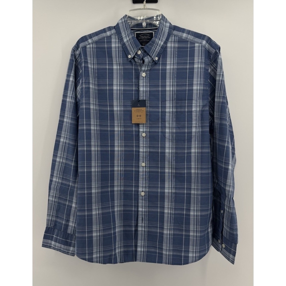 Charles Tyrwhitt Slim Fit Oxford Button Down Shirt Mens M, Blue/Blue Plaid NWT